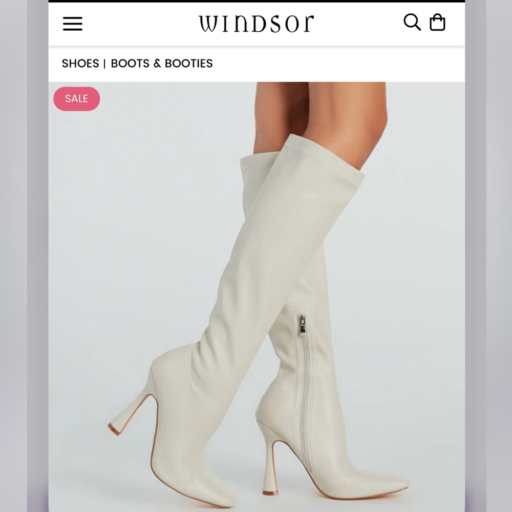 Faux leather under the knee boots